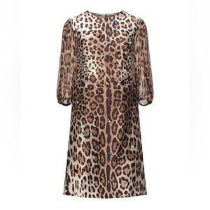Dolce & Gabbana Brown Leopard Print Midi Dress